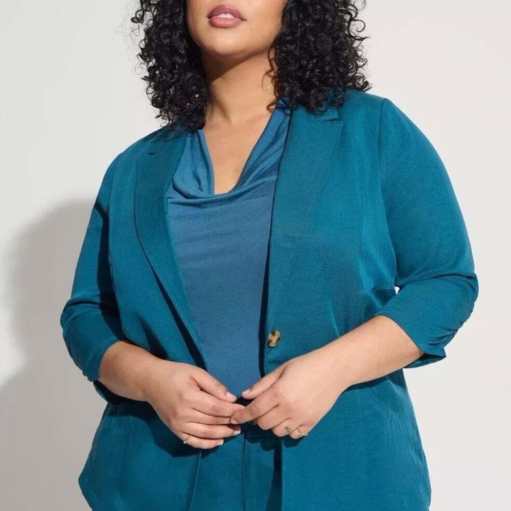 Torrid Studio Linen Blazer S 4 Single Button Casual Linen‎ Breathable Lined NWOT